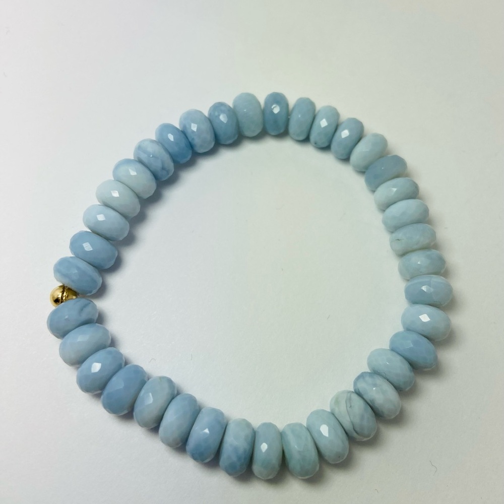 One of kind handmade Blue Oregon Opal beaded stretchy Bracelet handmade